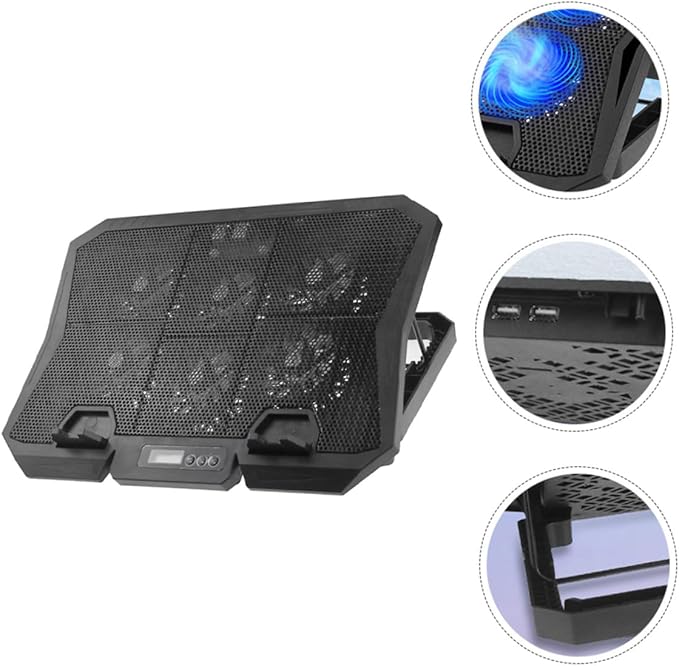 Sewroro 6-inch Laptop Cooling Pad with Adjustable Fan Speed Quiet Blue LED Cooling Stand for Notebook Heat Dissipation Portable Laptop Cooler Holder for Office and Gaming Use