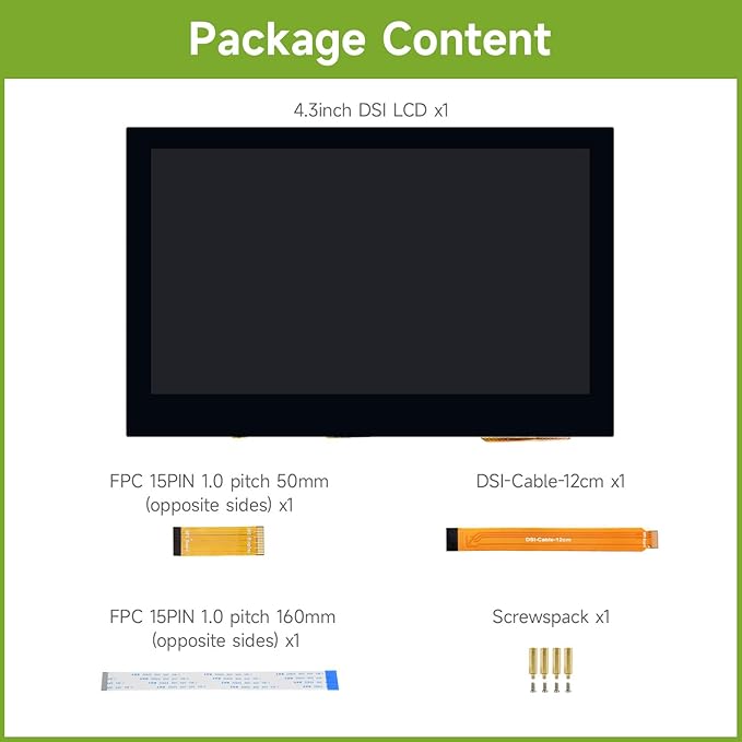 waveshare 4.3inch Capacitive Touch Display Compatible with Raspberry Pi 5/4B/3B+/3A+/3B/2B/B+/A+/CM3/3+/4 800×480 Resolution IPS Wide Angle MIPI DSI Interface