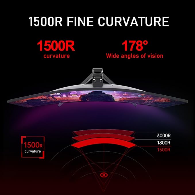 Gawfolk 34 Inch Ultrawide Curved 144Hz Gaming Computer Monitor 1500R PC Screen21:9 UWQHD (3440x1440)Adaptive Sync178° Viewing AngleDisplay Port、HDMI2.0Compatible with wall mounting - Black