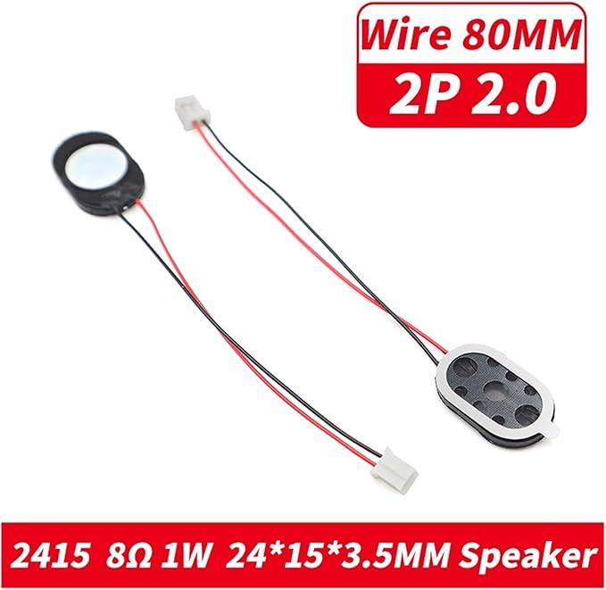 5Pcs Notebook Speaker Computer Horn 1 Watt 8R Size 1318 1510 2014 2415 2030 2209 2809 Loud Speaker 8 Ohms 1W with Terminal 2.0MM (Color : 5PCS 2415 2P2.0)