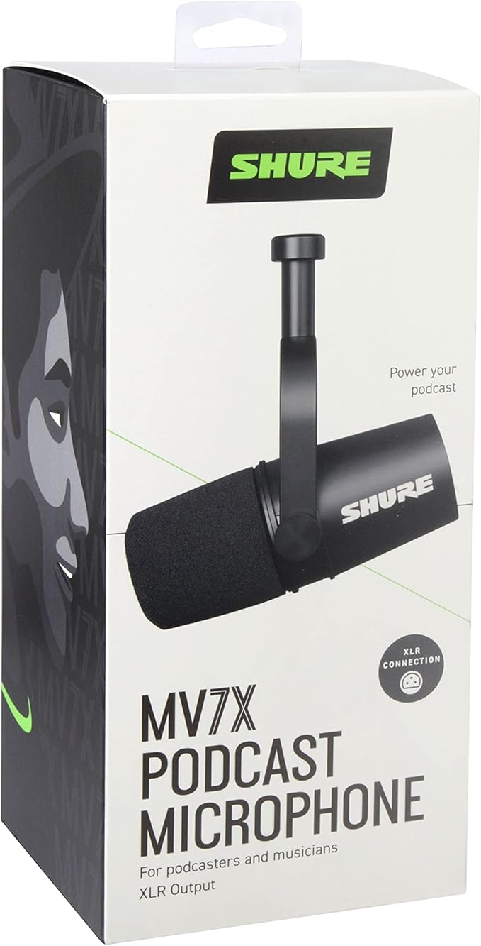 Shure MV7X XLR Dynamic Microphone – Voice-Isolating Cardioid Mic for Podcasting Vocal Recording &amp Broadcasting All-Metal Black