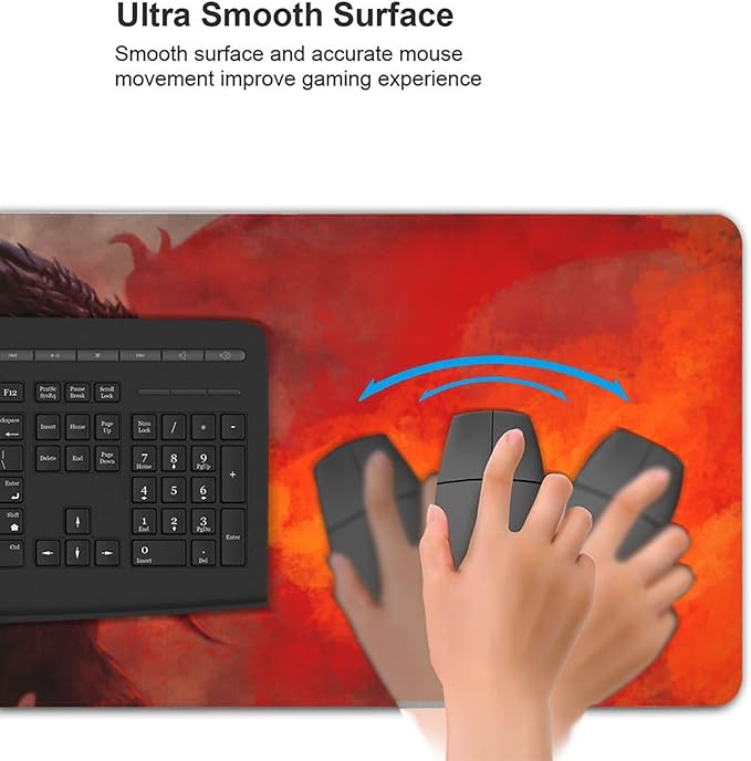 Dragon Large Mouse Pad Gaming Mousepad with Wrist Support Rubber Computer Keyboard Mat for Desk Laptop Non-Slip Full Deskmat Protector Waterproof Writing Pad Office Home 16x35.5 in