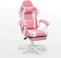 Gaming Chair Ergonomic Computer Chairs with Arms Lumbar Support Footrest Headrest 360°Swivel Chair Adjustable Back and Height Leather PC Chairs for Gaming Study Office Pink