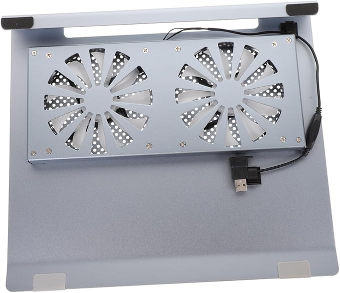 Laptop Cooler Cooling Pad with LED Fan Aluminum Alloy Stand for Laptops to 17.3 Inch USB Quiet Notebook Cooler Ventilated Base in Gray for Home and Office Use