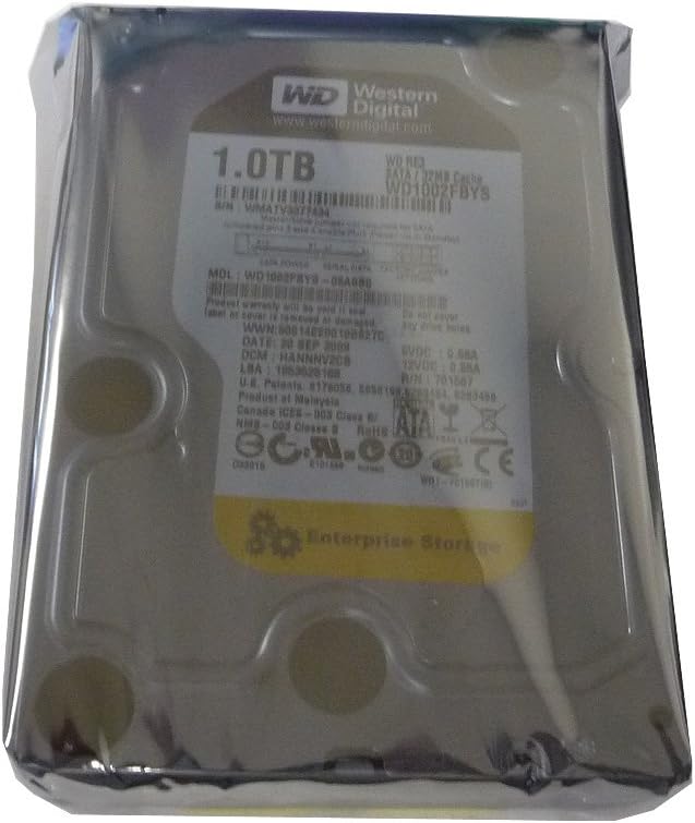 Western Digital RE3 WD1002FBYS 1TB 7200RPM 32MB Cache SATA 3.0Gb/s 3.5 Internal Hard Drive (PC Mac NAS CCTV DVR) - [Renewed] w/ 1 Year Warranty