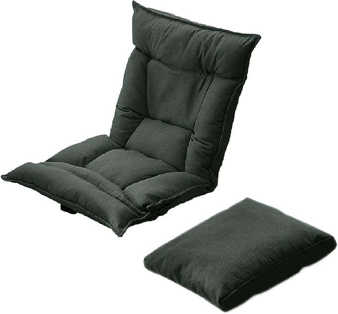 Floor Chair with Throw Pillow Foldable Lazy Sofa Chair Rest Nap Game Floor Chair with Foldable Adjustable Back Support 6 Angles Foldable Gaming Chair Japanese Meditation ChairBlack