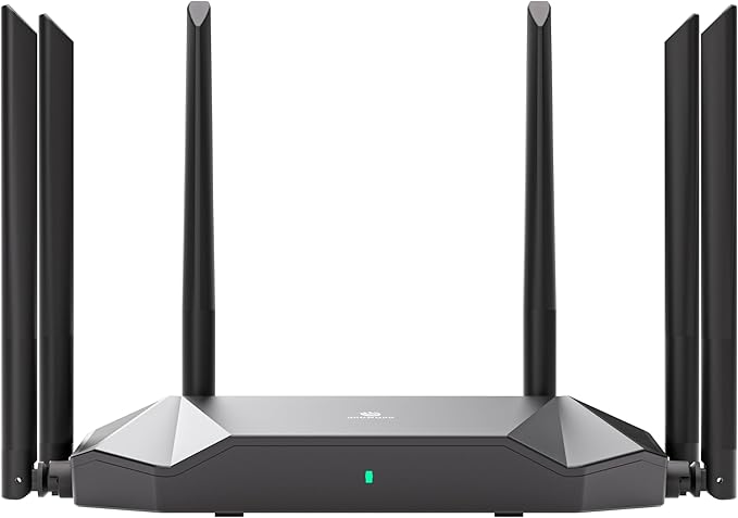 WiFi 6 Router AX3000 Internet High Speed-802.11ax Support WiFi6 and WiFi52.4G and 5.8G8 SSIDsAP and Repeater ModesVPN and IPTVEasy Mesh6 Omni-Directional AntennasThrough Concrete Wall