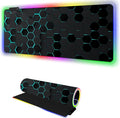 RGB Mousepad Led Mouse Pad Desk Mat I 31.5 x 11.8 Inch Large Mouse Pad I XL Oversized Big Mouse mat 14 Led Light Modes I Anti-Slip Rubber Base Waterproof Keyboard Pad for PC Gaming I Black Honeycomb