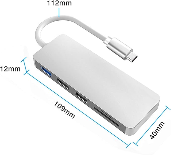 USB Type C 7 in 1 Type C to 3 USB 3.0 Ports 4K HDMI/SD/TF Card Reader/PD Charging Hub