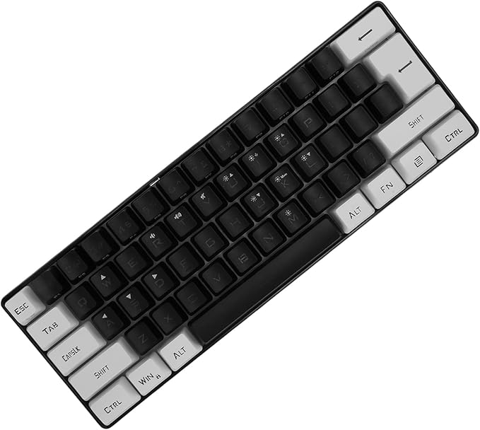 Wired Gaming Keyboard Small Compact 61 Keys Ergonomic Keyboard with LED Backlight for Office Business Travel Use (Black)