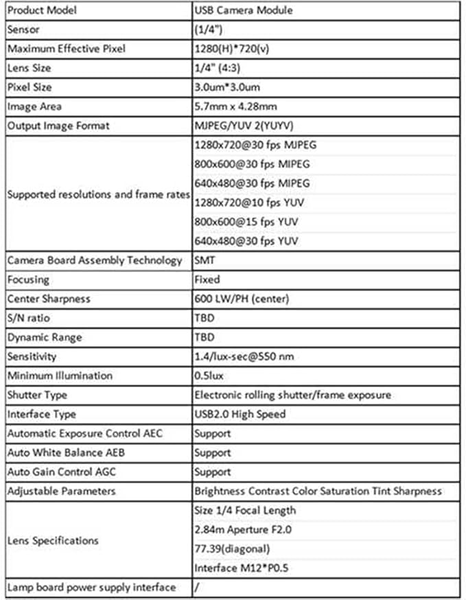 9Pcs 100 Degree Camera Module 1MP OV9732 1280x720 USB Free Driver Manual Focuswith 3 Meter Cable for WinXP/7/8/10
