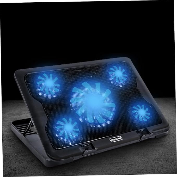 GALPADA Laptop Cooling Stand 5 Fans USB Cooler Base with Adjustable Support Anti-Skid Design for Gaming and Office Laptops Black
