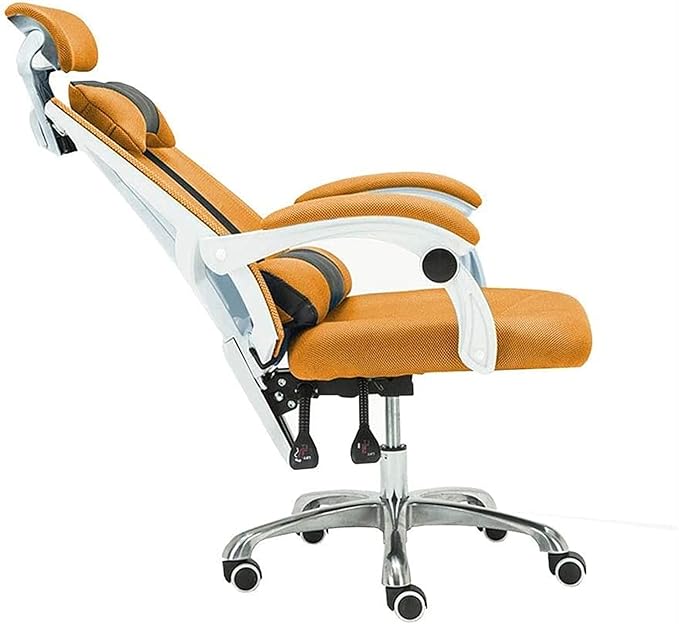 Office Swivel Chair Office Chair Reclining Swivel Chair Gaming Office Chair Computer Desk Chair with Head Pillow Waist Mat (Color:Orange)