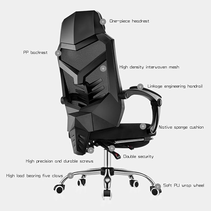 High-Back Gaming Chair with Footrest Ergonomic Comfortable Office Chair Reclining Video Game Computer Desk Chair Bearing Capacity: 330lbs