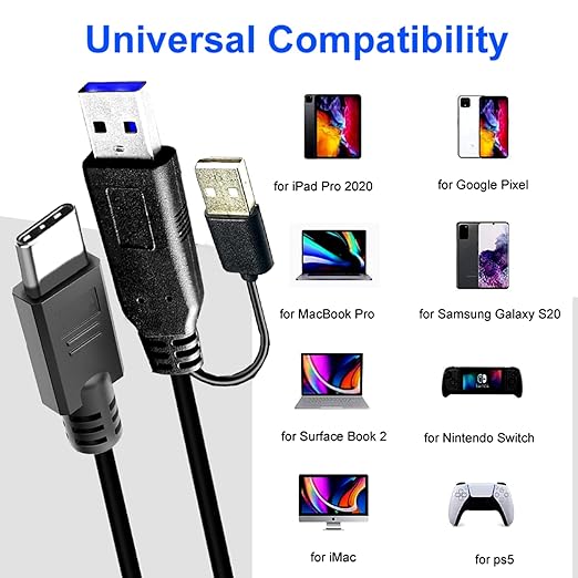 YOTETION Long USB A to USB C 3.0 Cable 50FTUSB3.0 A to C Data Transfer Type C Cable for Android Auto/iPhone 15/Galaxy S21 S20 A53 A71/iPad Mini 6/Switch/PS5 Controllerfor Samsung T7