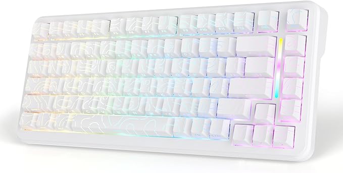 MAMBASNAKE M82 HE 75% Wired Magnetic Keyboard with Adjustable Actuation 8000 Hz Polling Rate Hall Effect Switches Hot-SwapSide Printed PBT Topographic Keycaps Gaming Keyboard for FPS Games-White