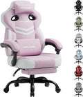 GTPLAYER Gaming Chair Computer Chair with Footrest and Lumbar Support for Adults 360°-Swivel Big &amp Tall Reclining Seat for Office or Gaming (Pink)