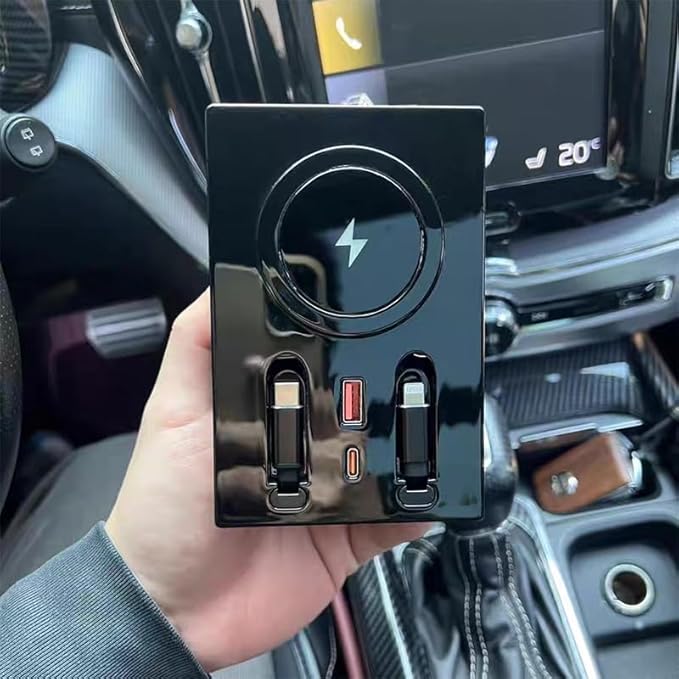 USB Hub for Volvo xc60 xc90 s90 v90 s60 v60 Retractable Hub Docking Station with Fast Charging Cable Multi Portfor Volvo Accessories Docking Station of Center Console (tuozhanwu-C)