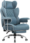 COMHOMA Big and Tall Gaming Chair with Pocket Spring Lumbar Support Ergonomic Office Chair with Footrest Executive Desk Chair with Outward Fixed Soft Armrests Computer Chair with High Back Blue