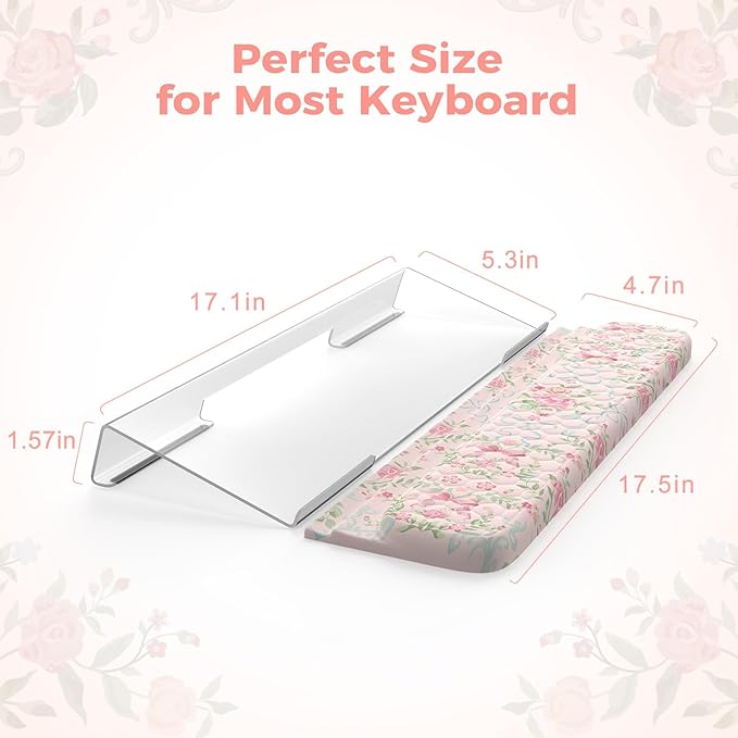 Keyboard Wrist Pad with Non Slip PU Base 3-Level Height Adjustment Keyboard Wrist Support Comfy Ergonomic Wrist Rest for Office Home Woman (Blue/Pink)