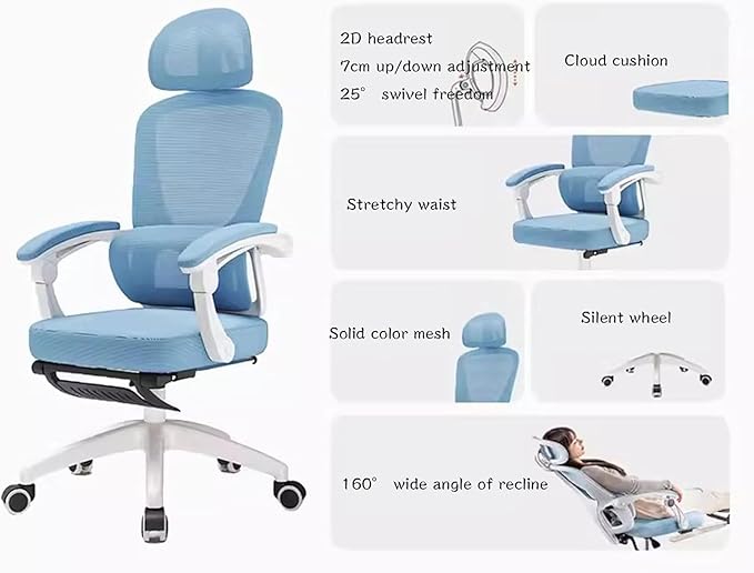 Office Chair Gaming Chair Computer Chair Ergonomic Desk Chair Executive Adjustable Swivel Task Chair with 160° Wide Angle of Recline(Size:SizeColor:E)