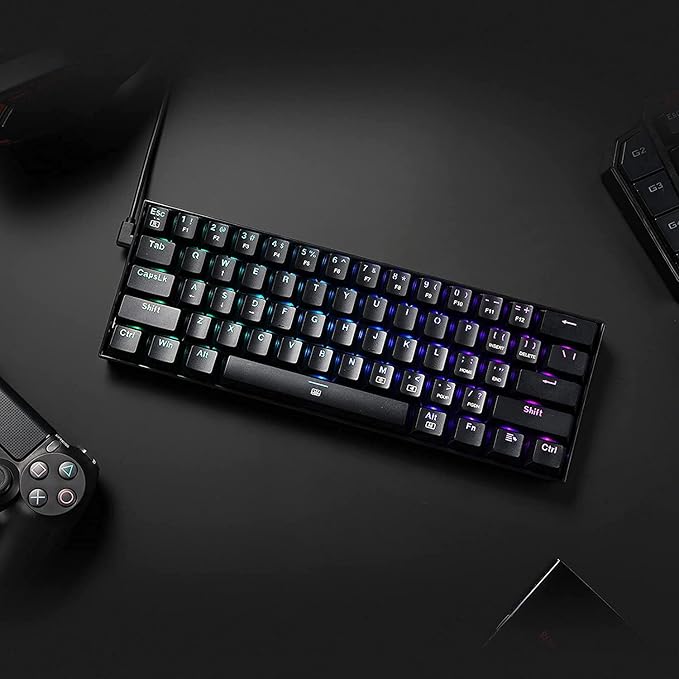 Redragon K630 Dragonborn 60% Wired RGB Gaming Keyboard 61 Keys Compact Mechanical Keyboard with Tactile Brown Switch Pro Driver Support Black