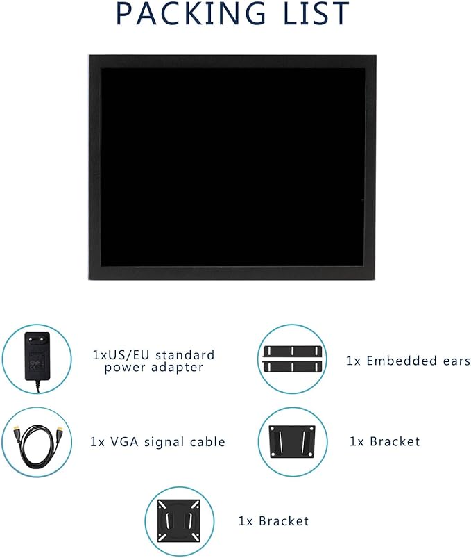 VSDISPLAY 15 Inch 1024x768 IPS LCD Monitor 4:3 Aspect Ratio Display with Metal HousingSupports VGA/DVI Inputfor Industrial/Gaming Extra Monitor