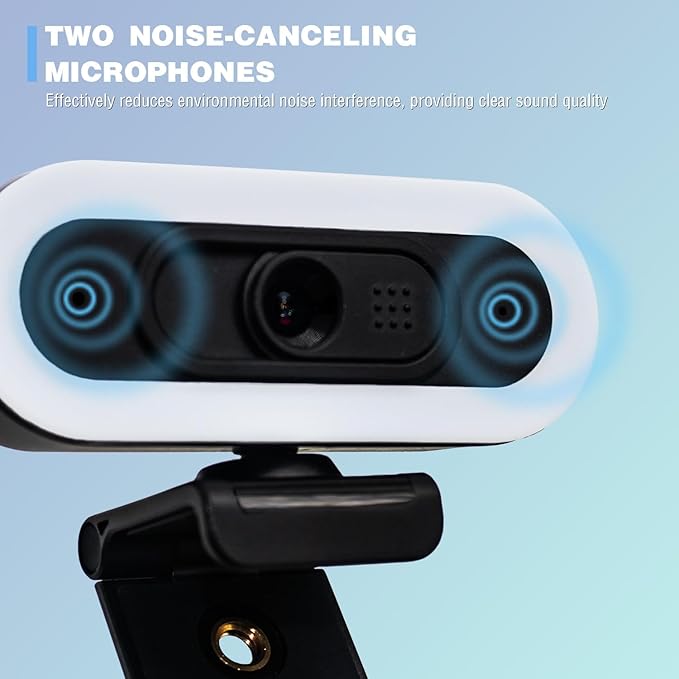 W4 2K Autofocus Webcam with Dual Mics &amp LED Light 1080P 60fps/2K 50fps USB Streaming Camera for PC Laptop Switch 2 Desktop - Plug and Play