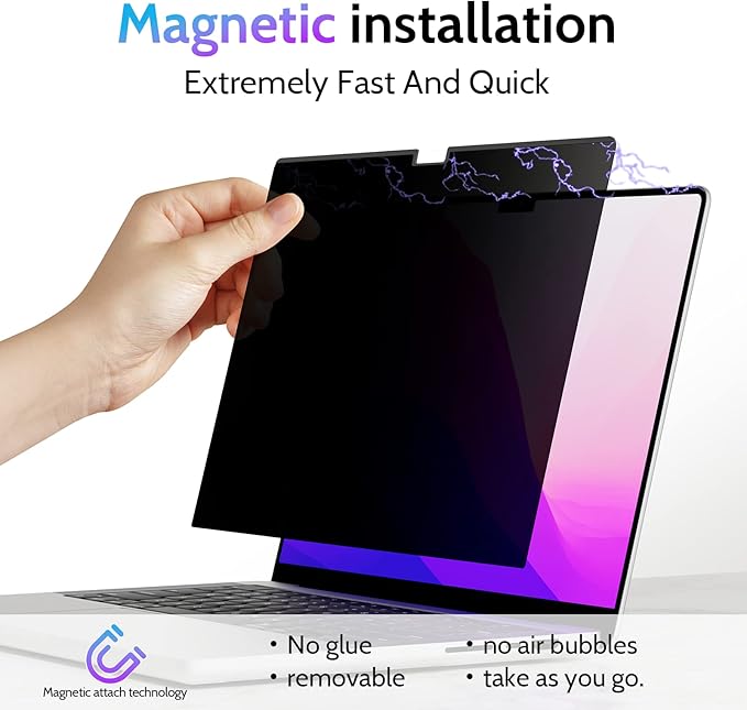 Magnetic Privacy Screen for Macbook Air 13.6/13 Inch (2022-2026 M2 M3 M4 M5) Removable Matte Anti Glare Blue Light Protector Private Security Filter for 13.6inch Mac Laptop Computer