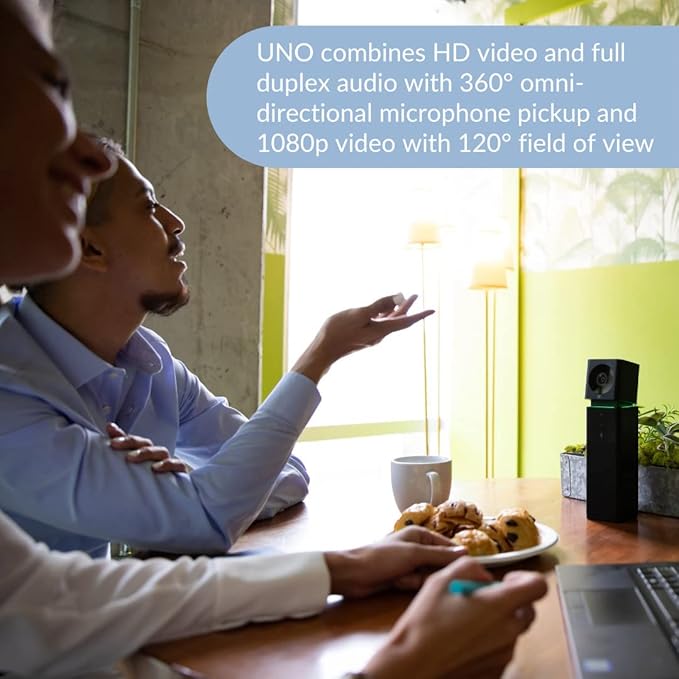 Boom UNO Full HD 1080p Conference Camera with 120 Wide-Angle Lens Full Duplex Speaker &amp Microphone Noise-Canceling Audio USB Plug &amp Play Video Bar for Meetings (Black)
