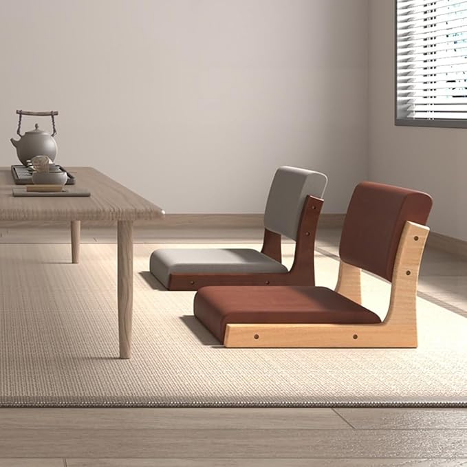 ELEFOCUS Floor Chair with Back Support Lazy Chair Cushion Bay Window Game ChairsPortable Lazy Sofa Game Meditation Floor Seating(/Gray aNatural)