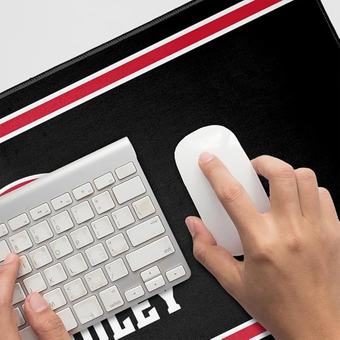 Bradley University Braves Primary Logo Stripes Large Gaming Mouse Pad Desk Mat with Stitched Edges Non-Slip Base for Gamer Home and Office 31.5 x 15.7