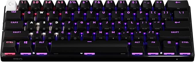 Logitech G PRO X 60 Lightspeed Wireless Gaming Keyboard Ultra Compact TKL 60% Mechanical Keyboard for Windows PC LIGHTSYNC RGB Dual-Shot PBT Keycaps GX Optical Tactile Switches - Black