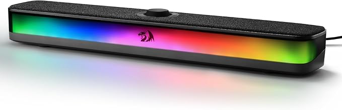 Redragon GS515 RGB Desktop Soundbar 2.0 Channel Stereo Computer Speakers for Desktop with BT 5.3 USB-C/USB Powered Black