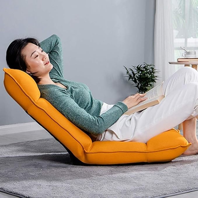 Tatami Floor air Sofa Lightweight and Mobile Perfect Back Gaming air Support Great Folding Adjustable for Gaming and Studying(Orange)
