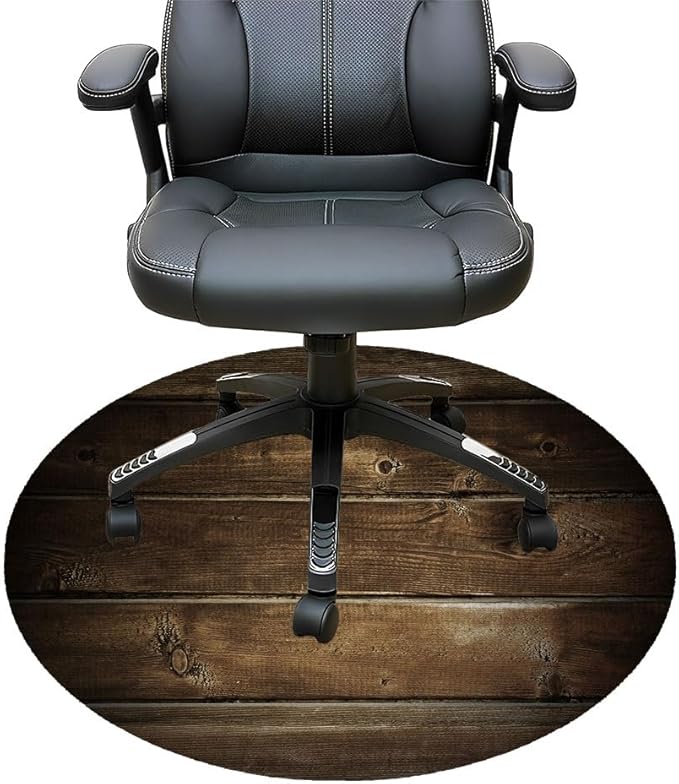 Round Gaming Chair Mat Seamless Old Dirty Wooden Texture Computer Desk Chair Mat for Carpeted Floors Easy Glide Rolling for Office Chair on Carpet for Work Home Gaming 39 Inch