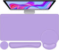 Mouse Pad Desk Pad Protector Keyboard Wrist Rest + Mouse Pad Wrist Rest +Coaster Large Gaming Mouse Pad for Deskpc Computer Keyboard Laptop XXL Desk Mat Writing Pad for Office and Home Purple