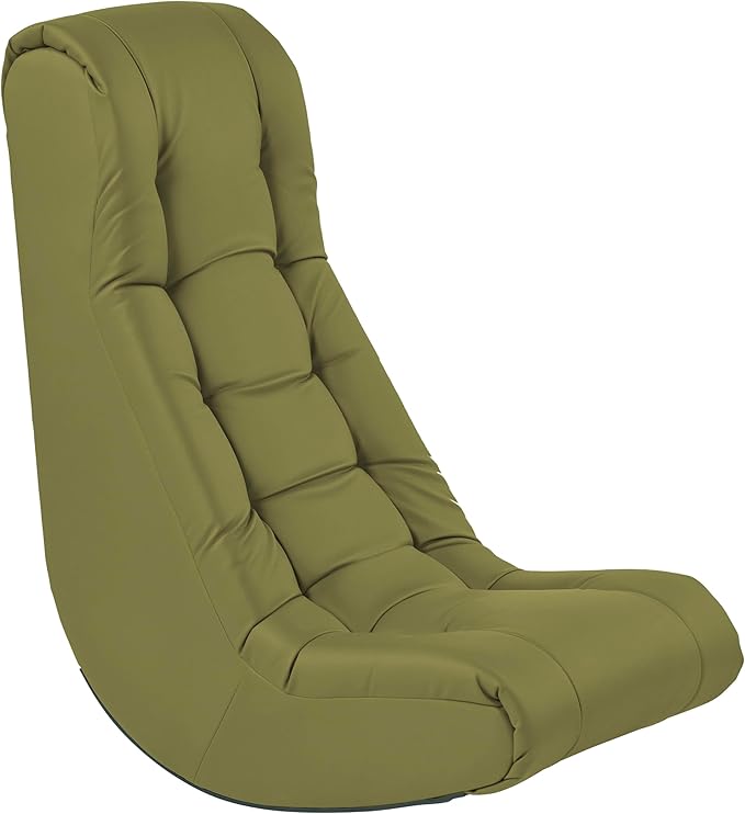FDP Tufted Floor Rocker for Kids Teens and Adults Comfortable Ergonomic Chair for Reading Playing Video Games or Watching TV - Fern Gray 10488-FG