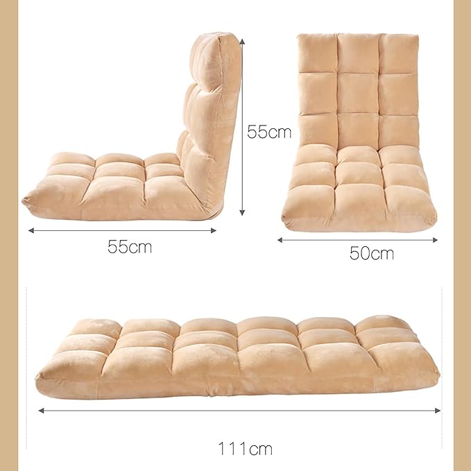 NaKeah Floor Chair w/Back Support Folding Sofa Chair w/6 Adjustable Positions Padded Lazy Sofa Floor Gaming Chair for Reading MeditatingG