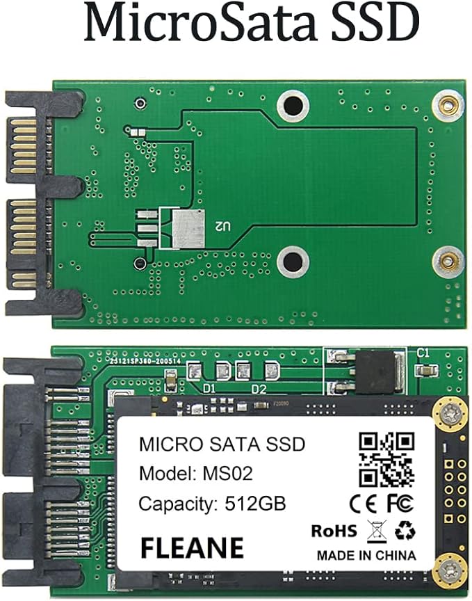 512GB MS02 MicroSata uSATA 1.8inch SSD Compatible with DELL XT1 XT2 IBM X300 X301 T400S T410S Replace MK1229GSG MK1629GSG MK2529GSG 1.8 HDD (512GB)