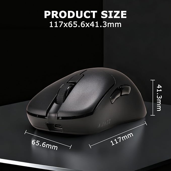 AJ179PRO PAW3395 26000 DPI Gaming Mouse 8000Hz Polling Rate 58g Ultra-Light Tri-Mode (2.4G/Wired/Bluetooth 5.2) Magnetic RGB Charging Dock Ergonomic Right-Hand Design Black