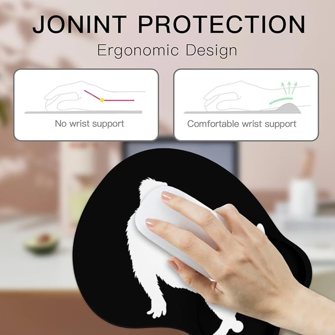 Mousepad Bigfoot Skateboarding Sasquatch Ergonomic Wrist Support Non-Slip Base Mouse Mat with Wrist Rest Computer Mousemat for Desk Work Accessories Pad