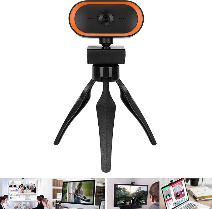 Computer Camera USB Web Camera High Resolution 2K Webcam for Live Video Conferencing (Orange)