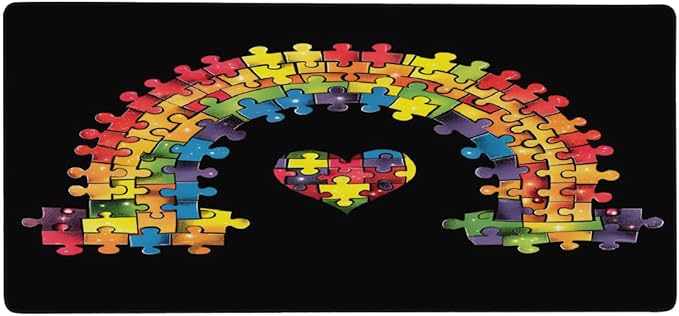 Large Mouse Mat Autism Rainbow Color Computer Mousepad with Non-Slip Rubber Base Waterproof Mouse Pad Desktop Keyboard Pad for GamerHome School Laptop Office Accessories35.4x15.7 in