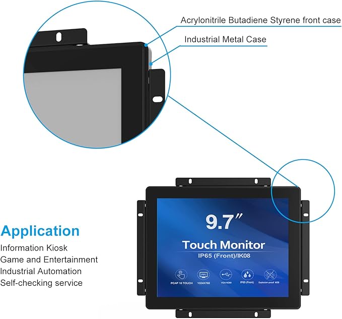 GreenTouch 9.7 Inch Open Frame 1024x768 PCAP Touch Screen Monitor Embedded Touch LCD Display for Industrial