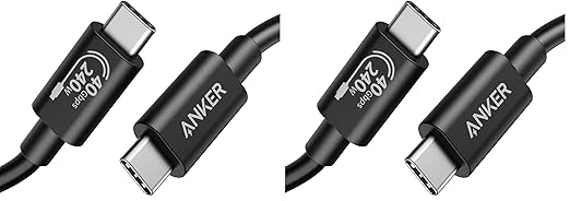 Anker USB C Cable(3.3FT 240W) USB 4 Data Cable 40Gbps 8K HD Display Thunderbolt 4/3 Compatible for iPhone 17 MacBook Hub Docking and More (Pack of 2)