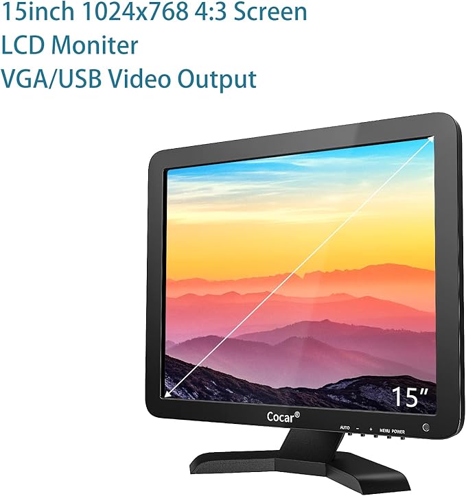 Cocar 15-inch Touchscreen Monitor LCD 1024x768 Resolution with VGA Input for PC Office Retail Restaurant Bar Warehouse &amp POS Systems