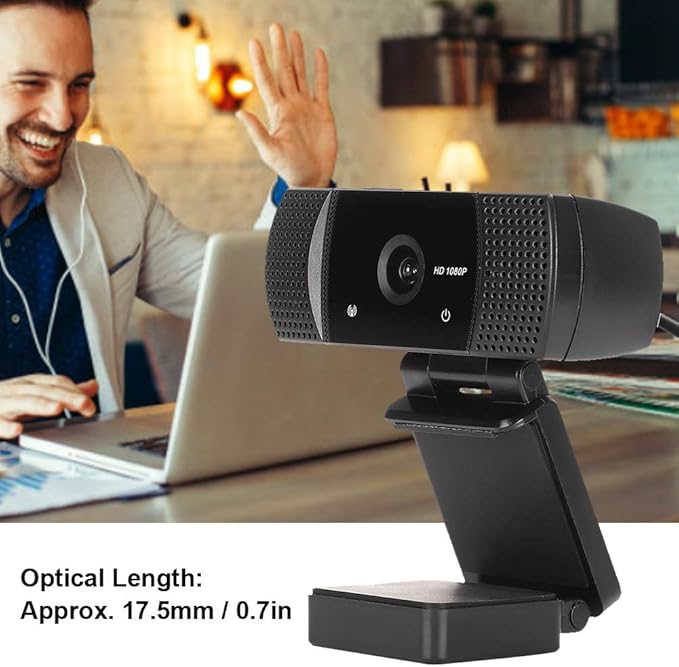 HD Webcam with Built - in Microphone 1080P USB Computer Camera Plug - and - Play Web Camera for Zoom Skype YouTube Wide 115° Field of View Compatible with OS Android