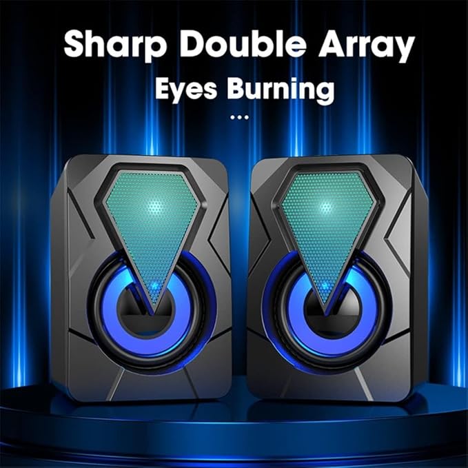 Computer Speakers for Desktop Computer Speakers for Laptop PC Subwoofer 4D Surround Sound Desktop Speaker Colorful LED Light Soundbar Theater Box Music