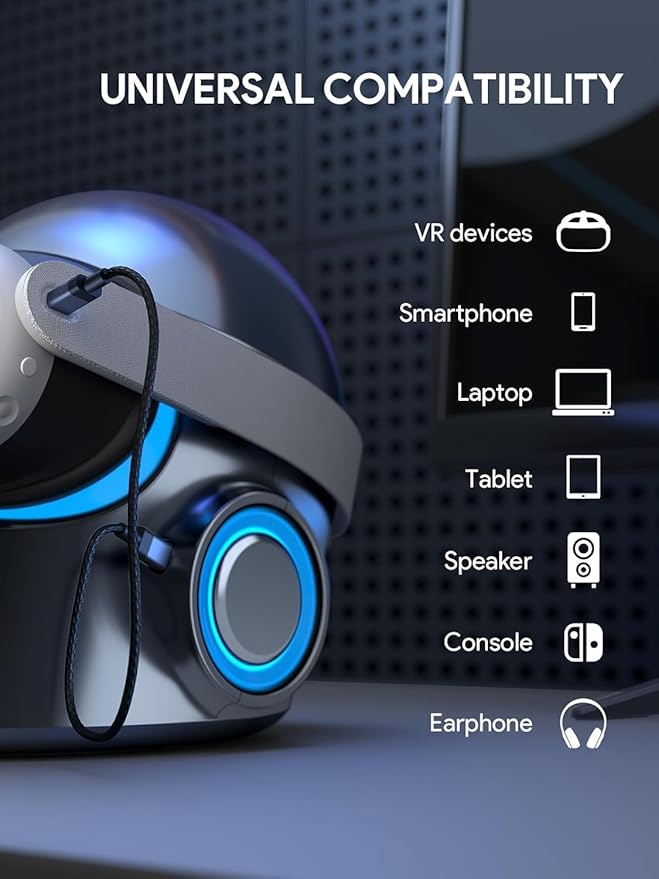 Aubika 3 in 1 VR Charging Station Pro - 120W Fast Charging Dock with 3 USB-C PortsHidden Storage &amp RGB LightDesktop OrganizerCompatibility for Meta Quest 3/3S/Pro/2 Meta Quest AccessoriesSil